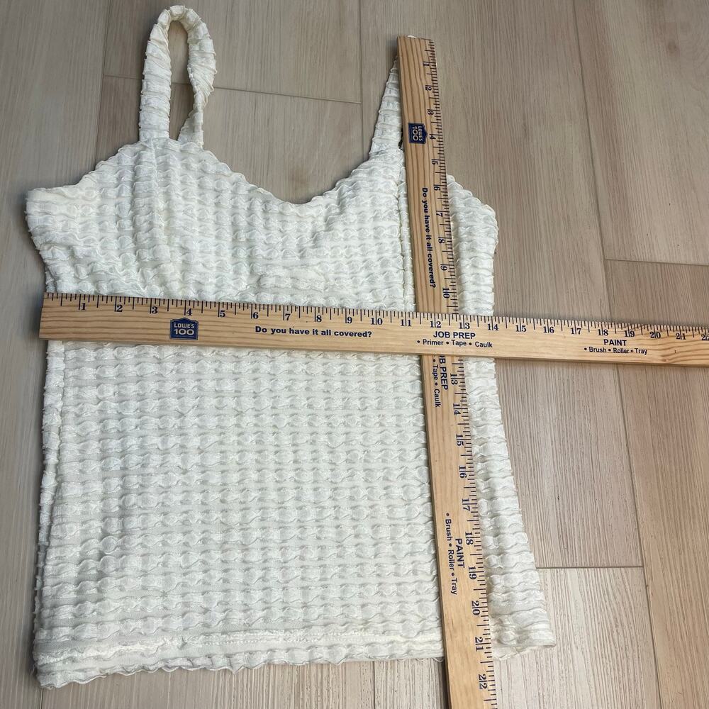Moa Moa Cream Ruffled Textured Tank Top - Picture 5 of 6